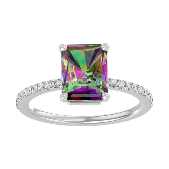 1.5 Carat Mystic Topaz & Diamond Ring in 14K White Gold (2.6 g),  by SuperJeweler