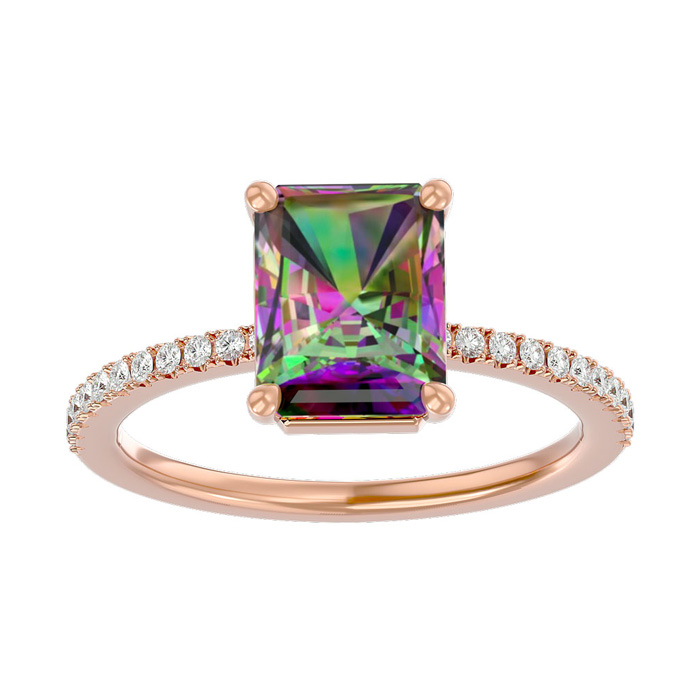 1.5 Carat Mystic Topaz & Diamond Ring in 14K Rose Gold (2.6 g),  by SuperJeweler