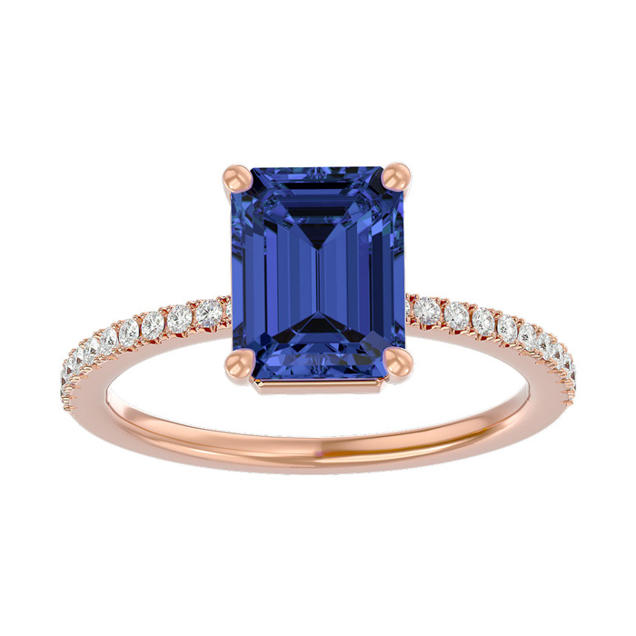 2 Carat Tanzanite & Diamond Ring in 14K Rose Gold (2.6 g),  by SuperJeweler