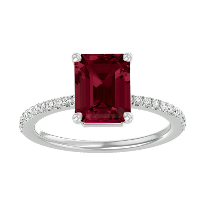 2 Carat Garnet & Diamond Ring in 14K White Gold (2.6 g),  by SuperJeweler