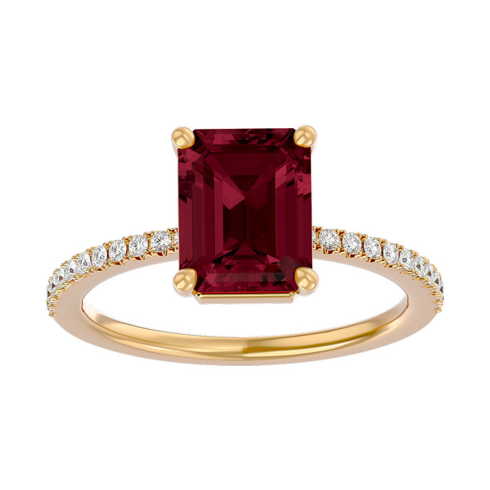 2 Carat Garnet & Diamond Ring in 14K Yellow Gold (2.6 g),  by SuperJeweler