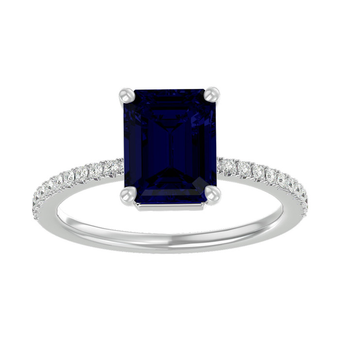 2.5 Carat Sapphire & Diamond Ring in 14K White Gold (2.6 g),  by SuperJeweler