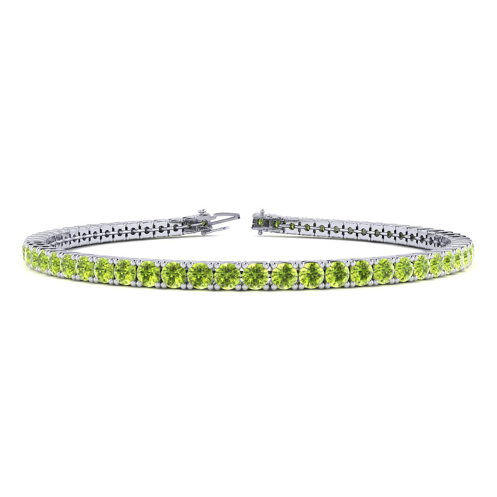 3 1/2 Carat Peridot Tennis Bracelet in White Gold (7.7 g), 6 Inch by SuperJeweler