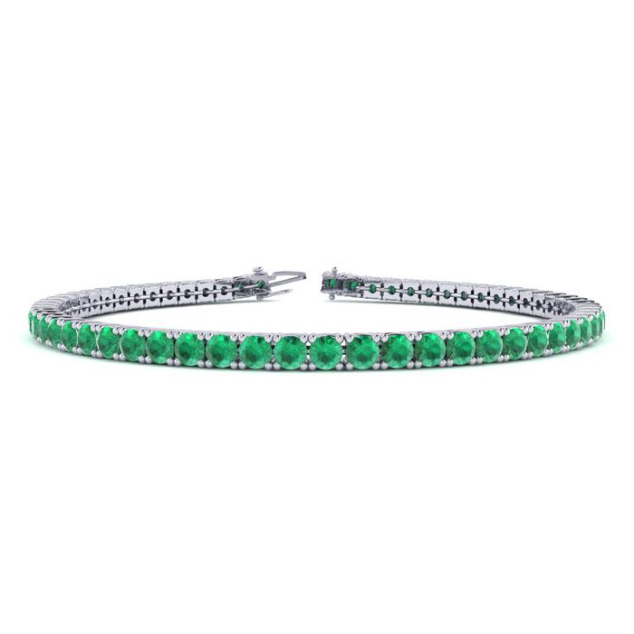 5 Carat Emerald Tennis Bracelet in 14K White Gold (10.1 g), 7.5 Inches by SuperJeweler