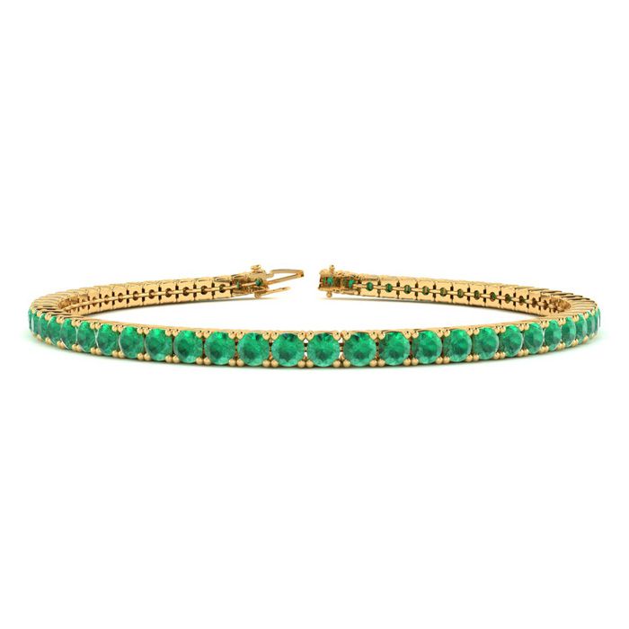 4 1/4 Carat Emerald Tennis Bracelet in 14K Yellow Gold (8.7 g), 6 1/2 Inches by SuperJeweler