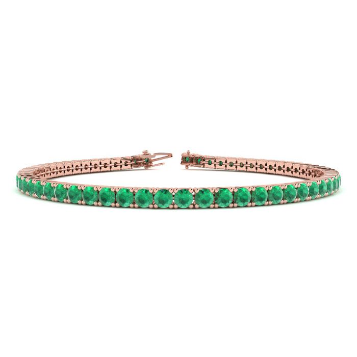 4 Carat Emerald Tennis Bracelet in 14K Rose Gold (8.1 g), 6 Inches by SuperJeweler