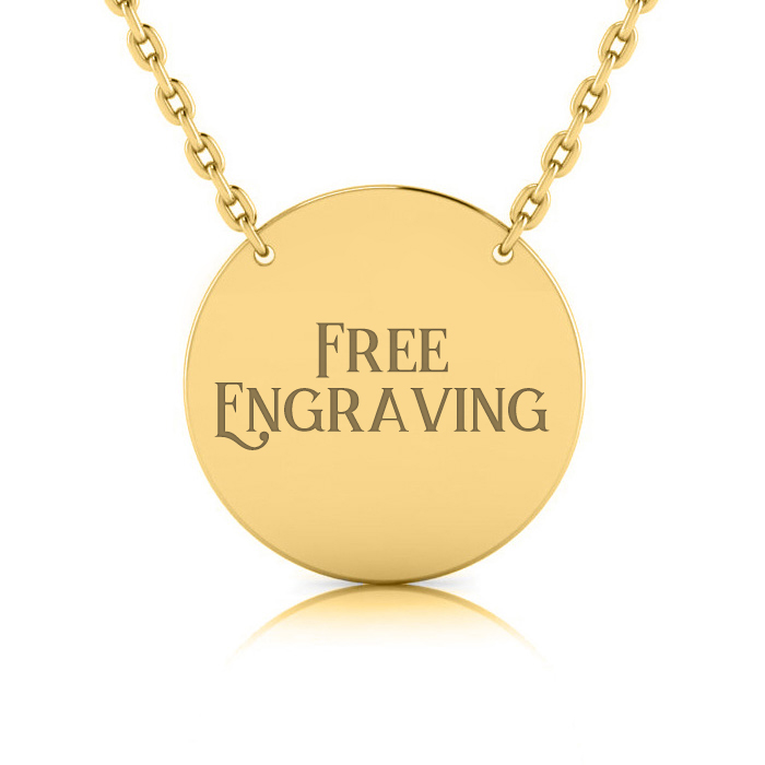 14K Yellow Gold (5.3 g) Over Sterling Silver Disc Necklace w/ Free Custom Engraving, 18 Inches by SuperJeweler