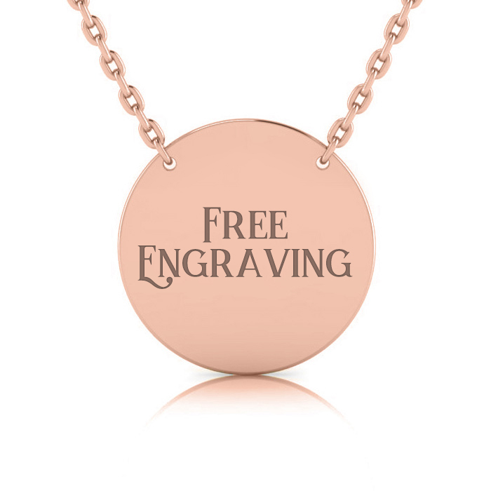 14K Rose Gold (5.3 g) Over Sterling Silver Disc Necklace w/ Free Custom Engraving, 18 Inches by SuperJeweler