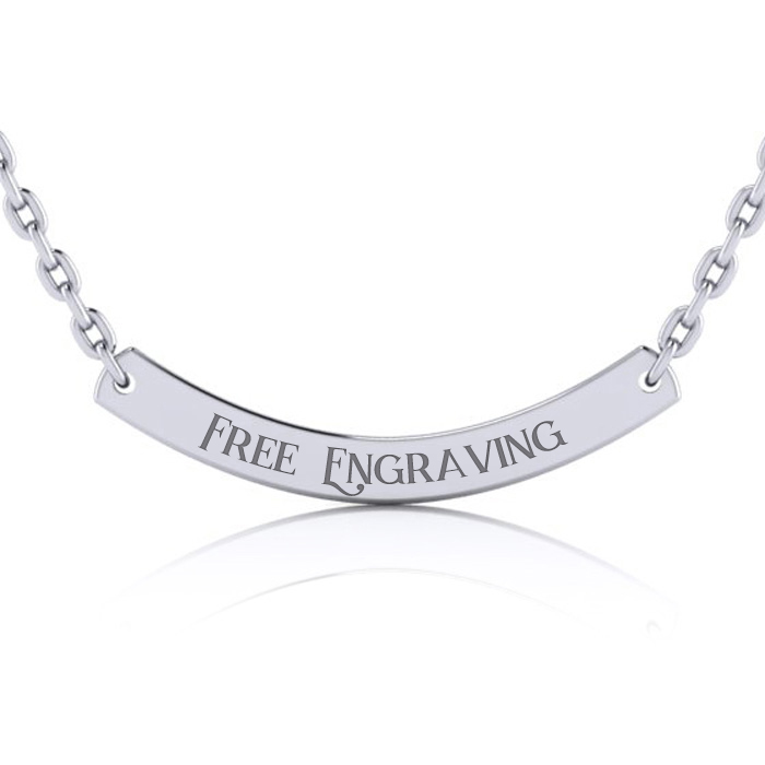 Sterling Silver Curved Bar Necklace w/ Free Custom Engraving, 18 Inches by SuperJeweler