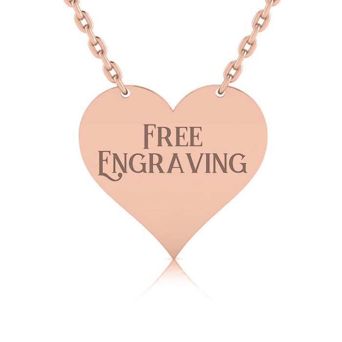 14K Rose Gold (4.6 g) Over Sterling Silver Heart Necklace w/ Free Custom Engraving, 18 Inches by SuperJeweler