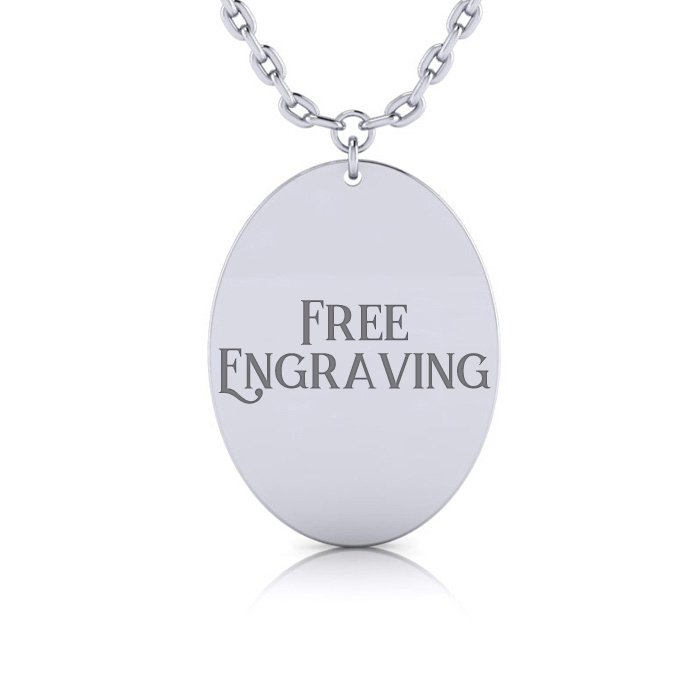 Sterling Silver Oval Disc Necklace w/ Free Custom Engraving, 18 Inches by SuperJeweler