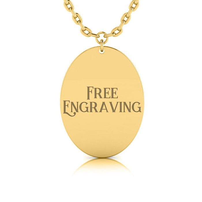 14K Yellow Gold (4.7 g) Over Sterling Silver Oval Disc Necklace w/ Free Custom Engraving, 18 Inches by SuperJeweler