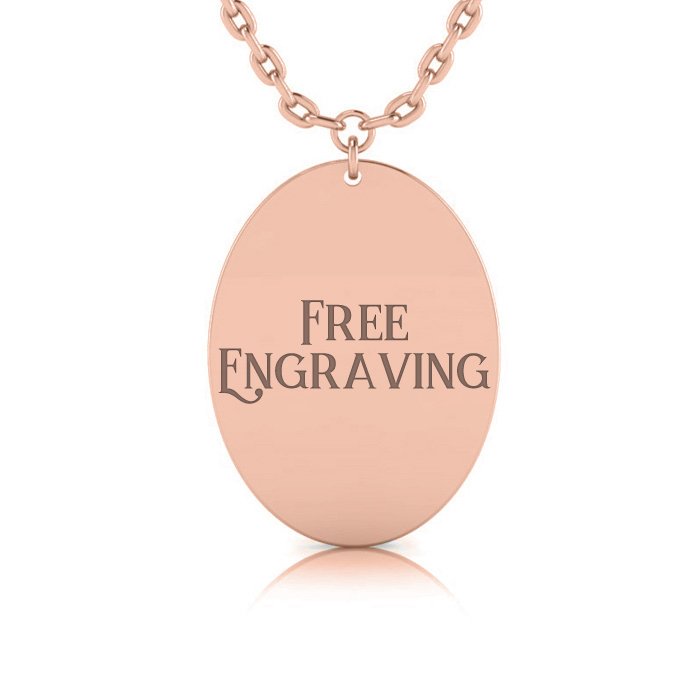 14K Rose Gold (4.7 g) Over Sterling Silver Oval Disc Necklace w/ Free Custom Engraving, 18 Inches by SuperJeweler