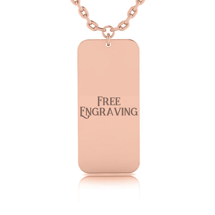 14K Rose Gold (4.9 g) Over Sterling Silver Rectangular Tag Necklace w/ Free Custom Engraving, 18 Inches by SuperJeweler