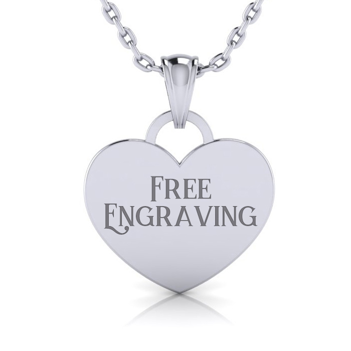 Sterling Silver Heart Tag Necklace w/ Free Custom Engraving, 18 Inches by SuperJeweler