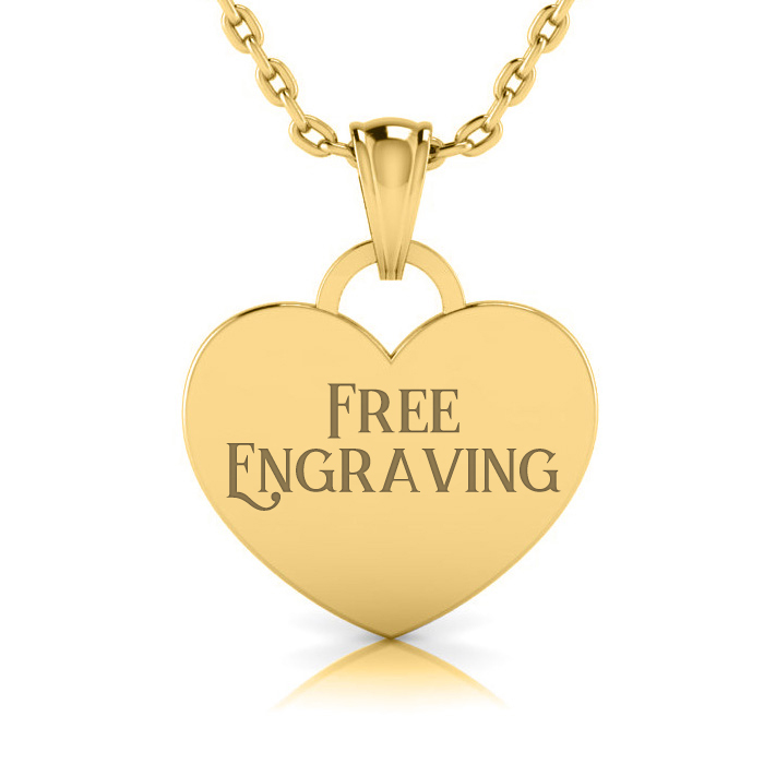 14K Yellow Gold (5 g) Over Sterling Silver Heart Tag Necklace w/ Free Custom Engraving, 18 Inches by SuperJeweler