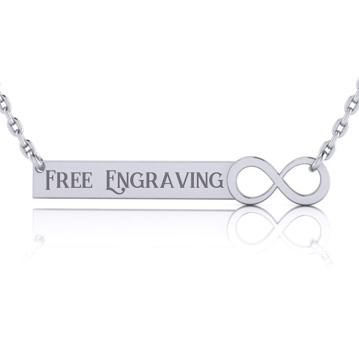 Sterling Silver Infinity Bar Necklace w/ Free Custom Engraving, 18 Inches by SuperJeweler