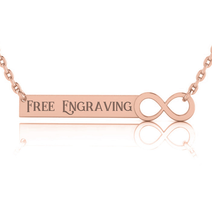 14K Rose Gold (3.5 g) Over Sterling Silver Infinity Bar Necklace w/ Free Custom Engraving, 18 Inches by SuperJeweler