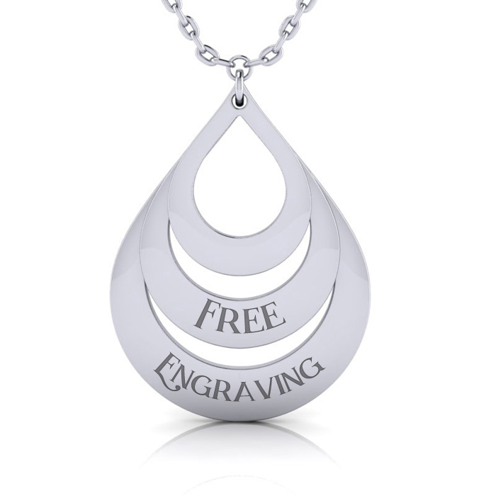 Sterling Silver Triple Teardrop Necklace W/ Free Custom Engraving, 18 Inches By SuperJeweler