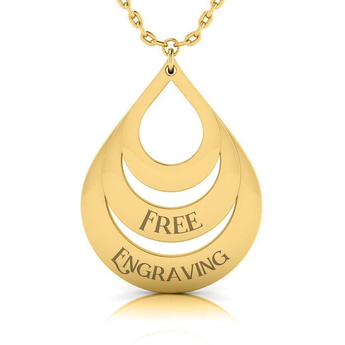 14K Yellow Gold (8.9 g) Over Sterling Silver Triple Teardrop Necklace w/ Free Custom Engraving, 18 Inches by SuperJeweler