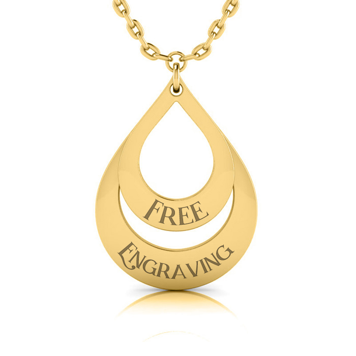 14K Yellow Gold (5.9 g) Over Sterling Silver Double Teardrop Necklace w/ Free Custom Engraving, 18 Inches by SuperJeweler