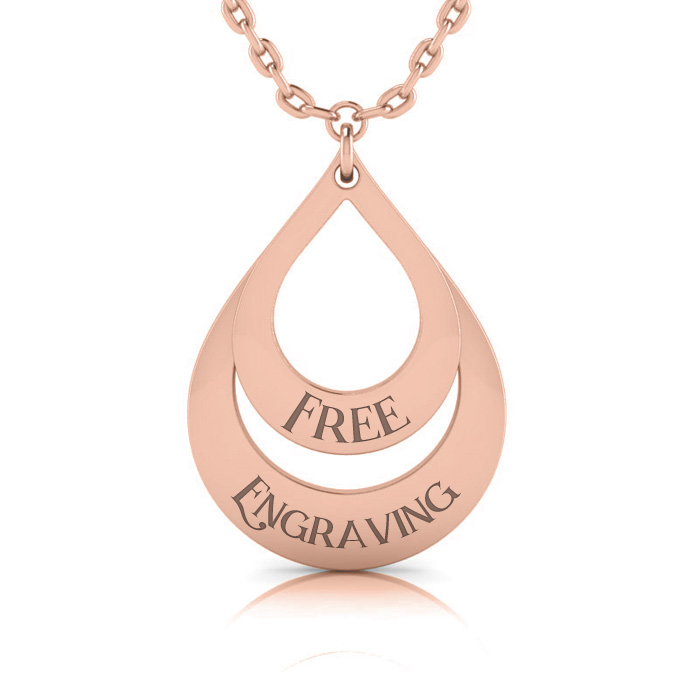 14K Rose Gold (5.9 g) Over Sterling Silver Double Teardrop Necklace w/ Free Custom Engraving, 18 Inches by SuperJeweler