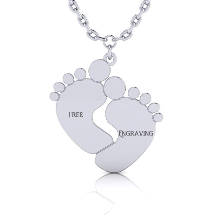 Sterling Silver Footprint Necklace w/ Free Custom Engraving, 18 Inches by SuperJeweler