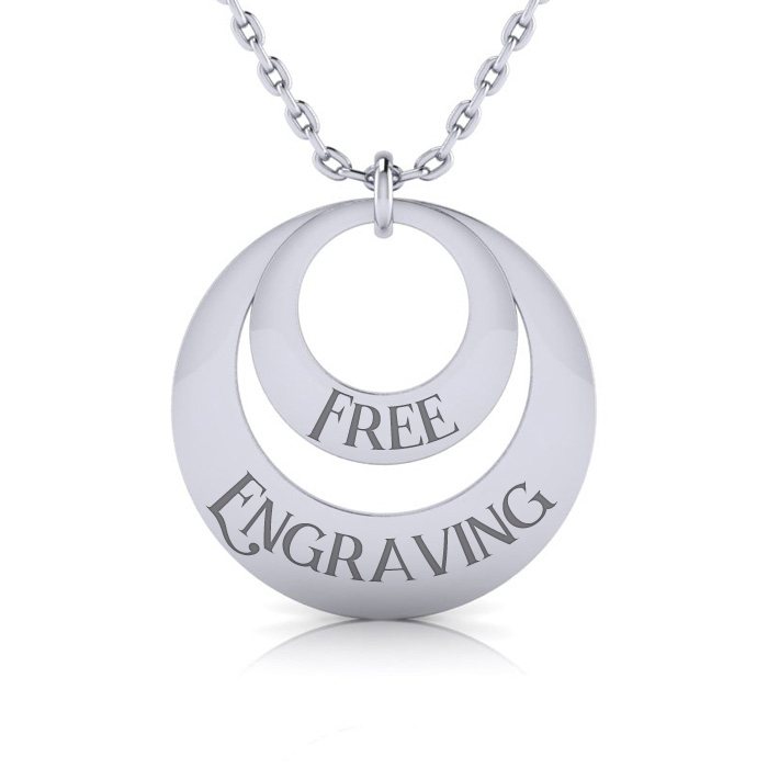 Sterling Silver Duet Circle Necklace w/ Free Custom Engraving, 18 Inches by SuperJeweler