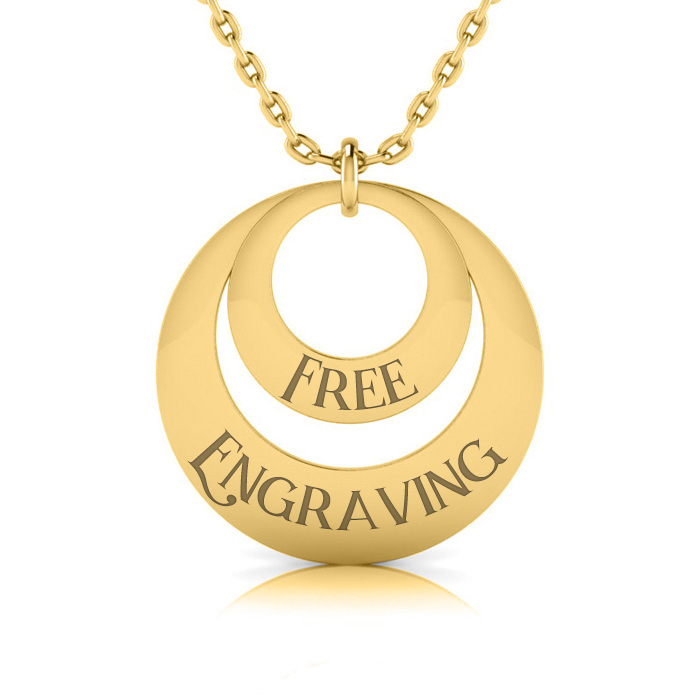 14K Yellow Gold (5.4 g) Over Sterling Silver Duet Circle Necklace w/ Free Custom Engraving, 18 Inches by SuperJeweler