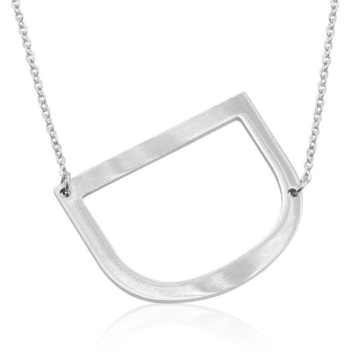 D Initial Sideways Necklace in Silver Overlay, 18 Inches by SuperJeweler