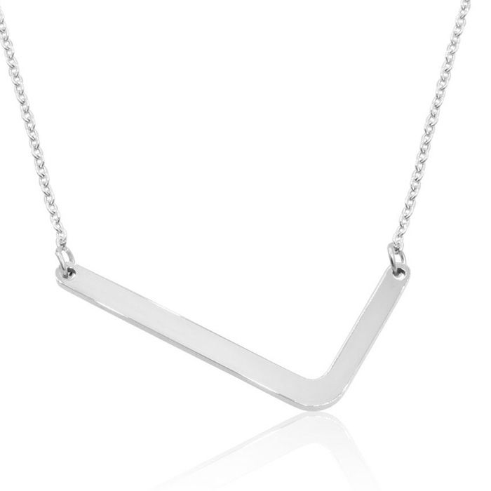 L Initial Sideways Necklace in Silver Overlay, 18 Inches by SuperJeweler