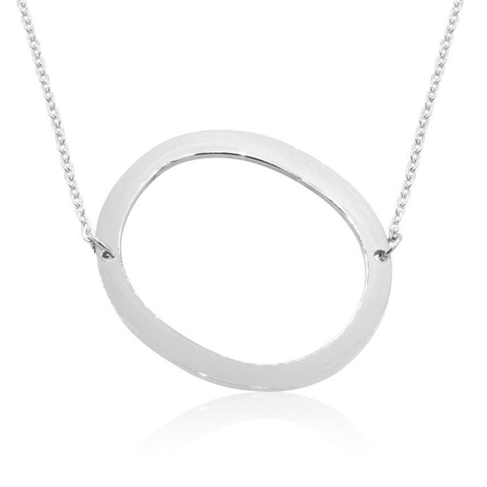 O Initial Sideways Necklace in Silver Overlay, 18 Inches by SuperJeweler