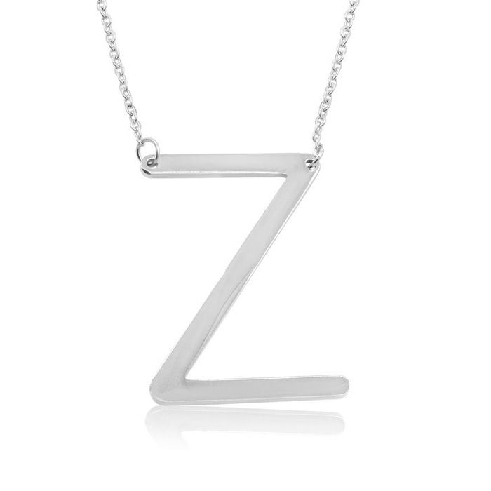 Z Initial Sideways Necklace in Silver Overlay, 18 Inches by SuperJeweler