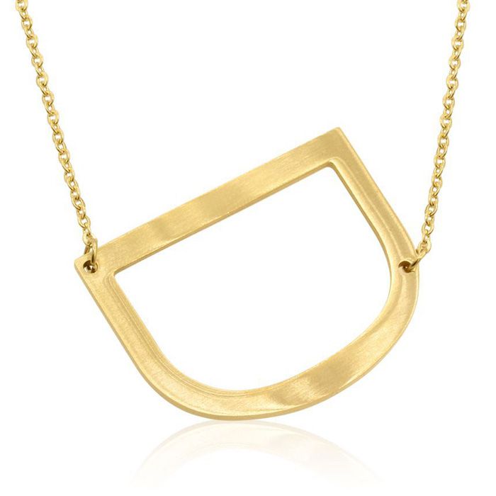 D Initial Sideways Necklace in Gold Overlay, 18 Inches by SuperJeweler