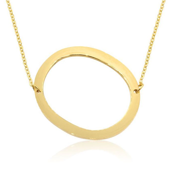 O Initial Sideways Necklace in Gold Overlay, 18 Inches by SuperJeweler