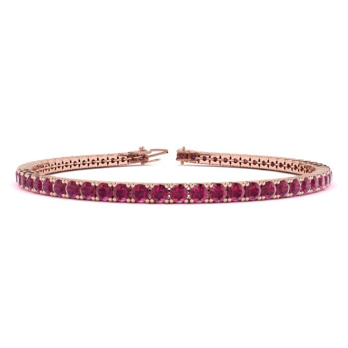 4 3/4 Carat Ruby Tennis Bracelet in 14K Rose Gold (8.7 g), 6 1/2 Inches by SuperJeweler