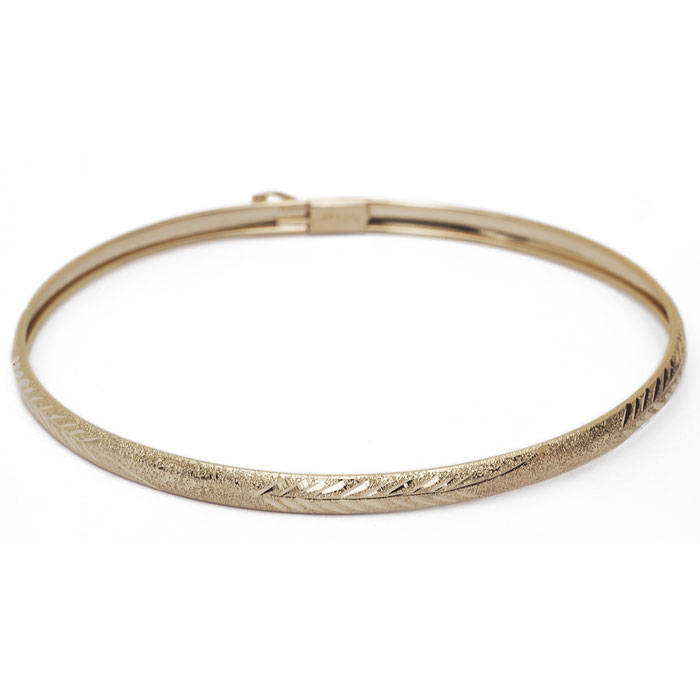 Yellow Gold (3 g) Flexible Bangle Bracelet w/ Filigree Design, 7 Inches by SuperJeweler