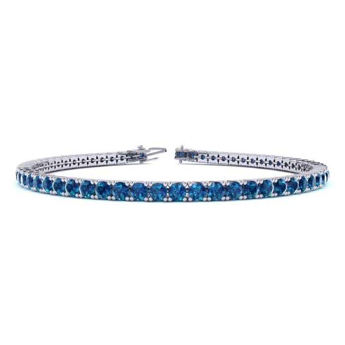 4 1/2 Carat Blue Diamond Tennis Bracelet in 14K White Gold (10.7 g)