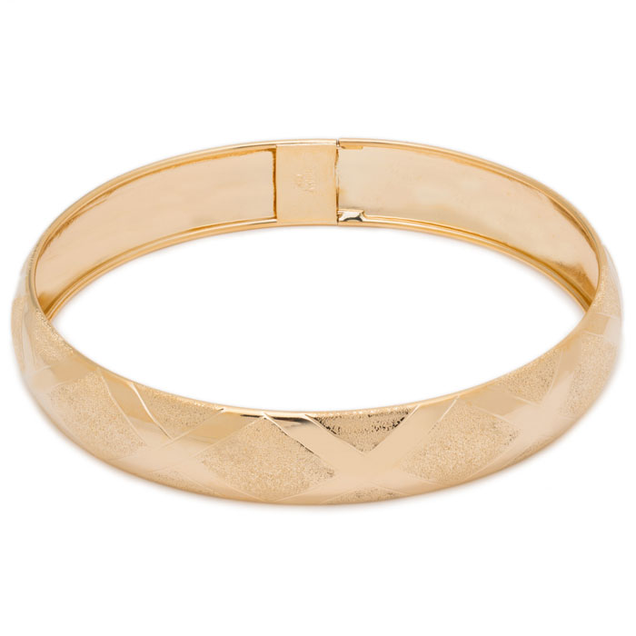 Yellow Gold (7.5 g) Flexible Bangle Bracelet w/ High Polish Diamond Cut Design, 8 Inches by SuperJeweler