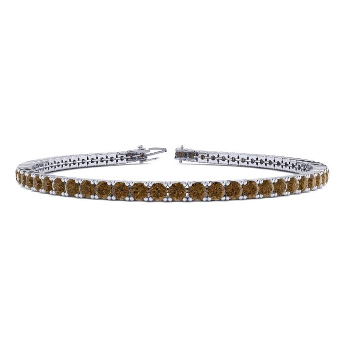 3 1/2 Carat Chocolate Bar Brown Champagne Diamond Tennis Bracelet in 14K White Gold (8.1 g), 6 Inches by SuperJeweler