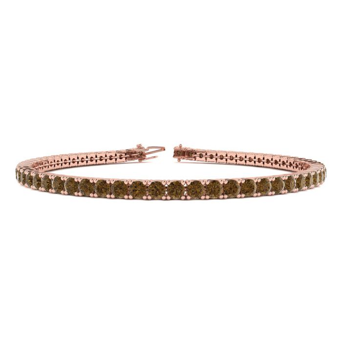 3 1/2 Carat Chocolate Bar Brown Champagne Diamond Tennis Bracelet in 14K Rose Gold (8.1 g), 6 Inches by SuperJeweler