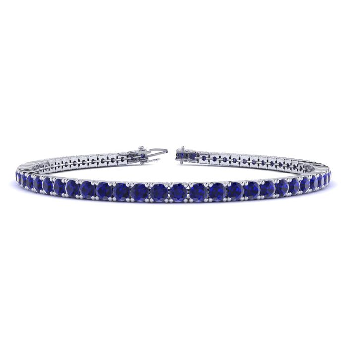 6 Inch 4 1/2 Carat Sapphire Tennis Bracelet In 14K White Gold (8.1 G) By SuperJeweler