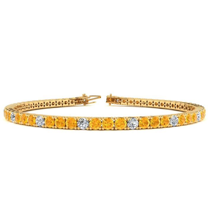 3 1/2 Carat Citrine & Diamond Graduated Tennis Bracelet in 14K Yellow Gold (8.1 g), 6 Inches,  by SuperJeweler