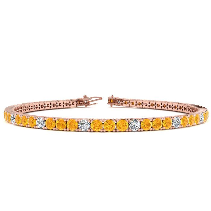 3 1/2 Carat Citrine & Diamond Graduated Tennis Bracelet in 14K Rose Gold (8.1 g), 6 Inches,  by SuperJeweler