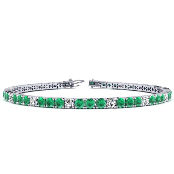 4 Carat Emerald Cut & Diamond Graduated Tennis Bracelet in 14K White Gold (8.1 g), 6 Inches,  by SuperJeweler