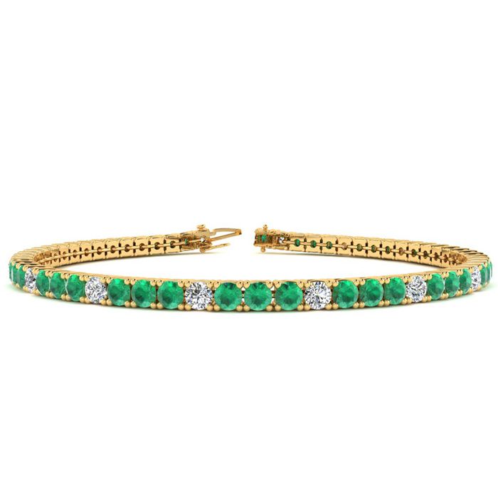 4 Carat Emerald Cut & Diamond Graduated Tennis Bracelet in 14K Yellow Gold (8.1 g), 6 Inches,  by SuperJeweler