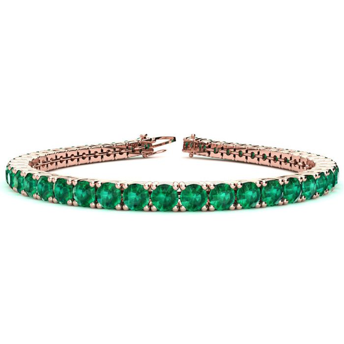 9 3/4 Carat Emerald Tennis Bracelet In 14K Rose Gold (10.3 G), 6 Inches By SuperJeweler