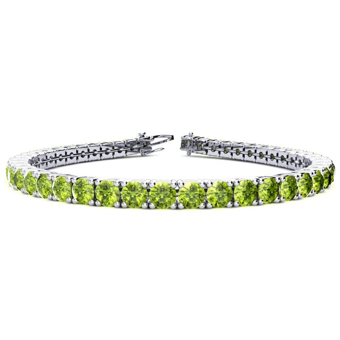 7 3/4 Carat Peridot Tennis Bracelet In 14K White Gold (10.3 G), 6 Inches By SuperJeweler