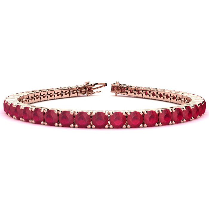 10 1/2 Carat Ruby Tennis Bracelet in 14K Rose Gold (10.3 g)  6 In