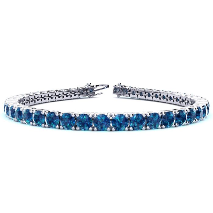 7 3/4 Carat Blue Diamond Tennis Bracelet In 14K White Gold (10.3 G), 6 Inches By SuperJeweler